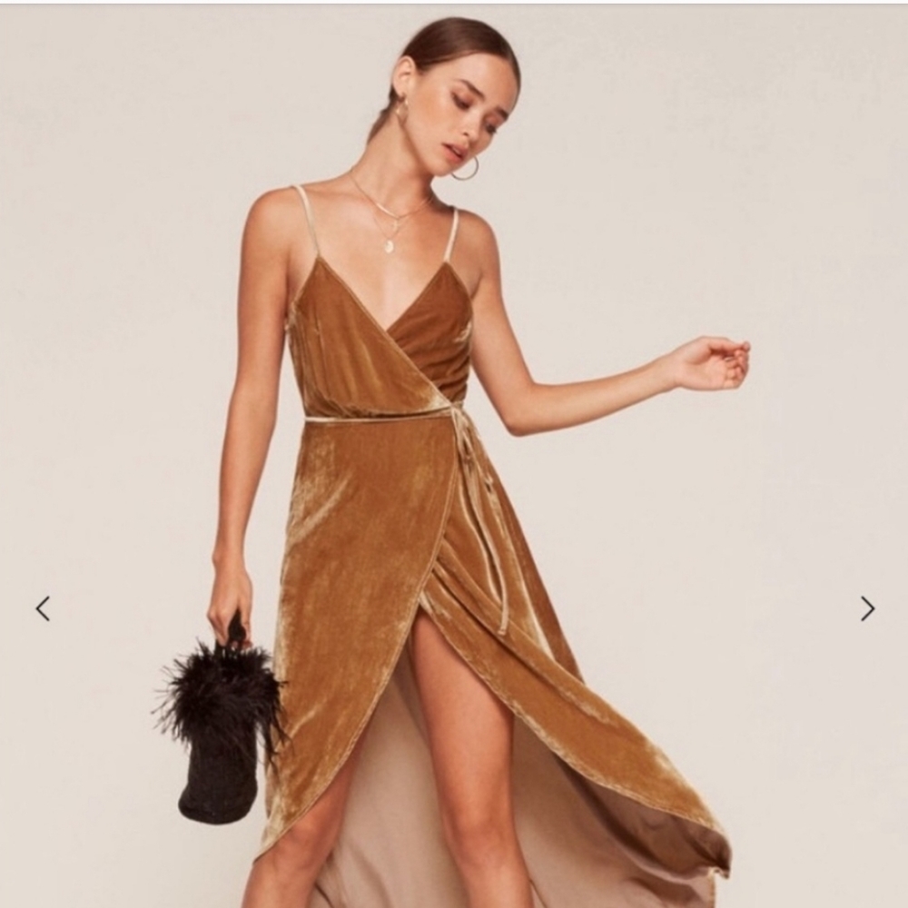 Reformation Anoush Dress velvet wrap